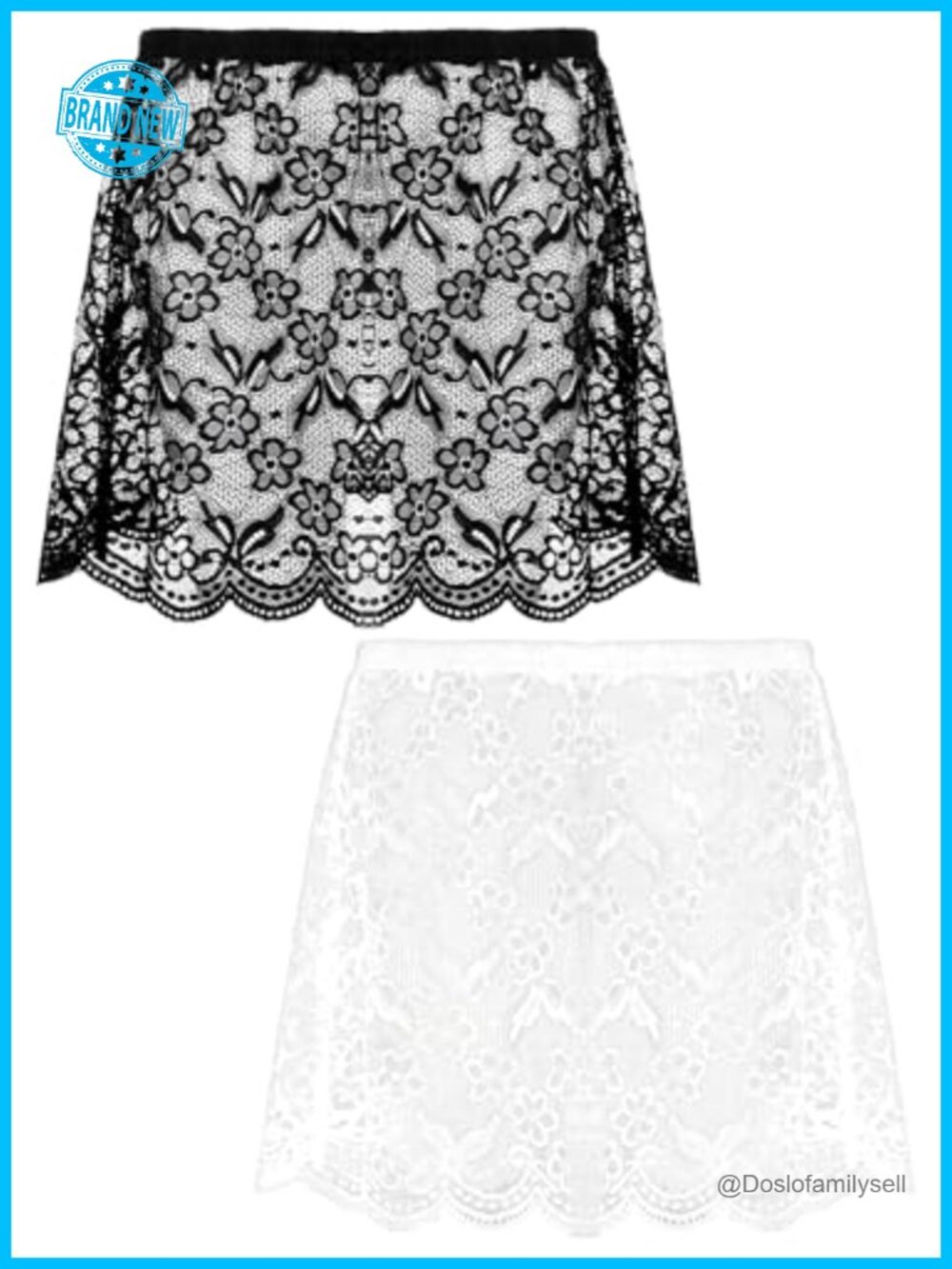 Lace Shirt Extender Half Slip Layering Underskirt 2 Pc
